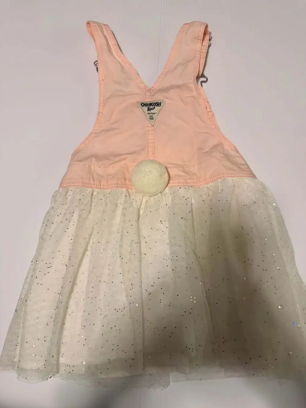 OshKosh B'gosh Pink Bunny Tulle Sparkle Overall Dress